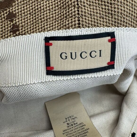 Gucci Jumbo Gg Monogram Khaki Brown Monogram Bucket Hat Medium Maxi Fedora NWT - Picture 6 of 11